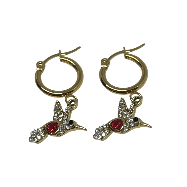 Aro Acero Dorado Argolla Dije Colibri Cubic Color Surtido