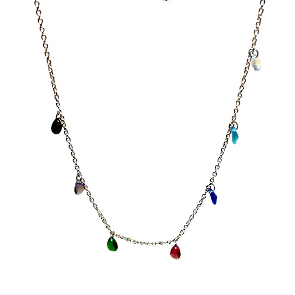 Collar Acero Gotas Multicolor