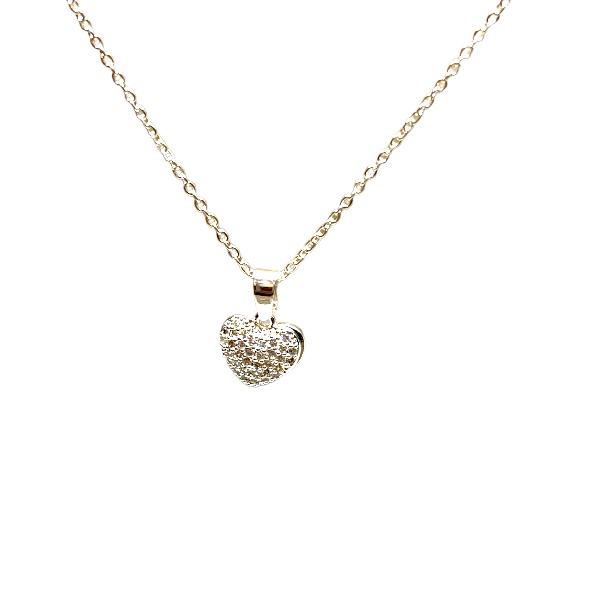 Collar Acero Blanco Die Corazon Micropave