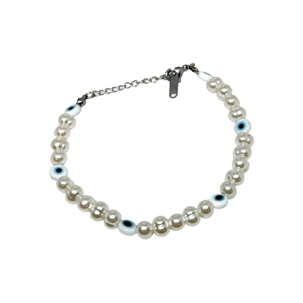 Pulsera Acero Perla Ojo