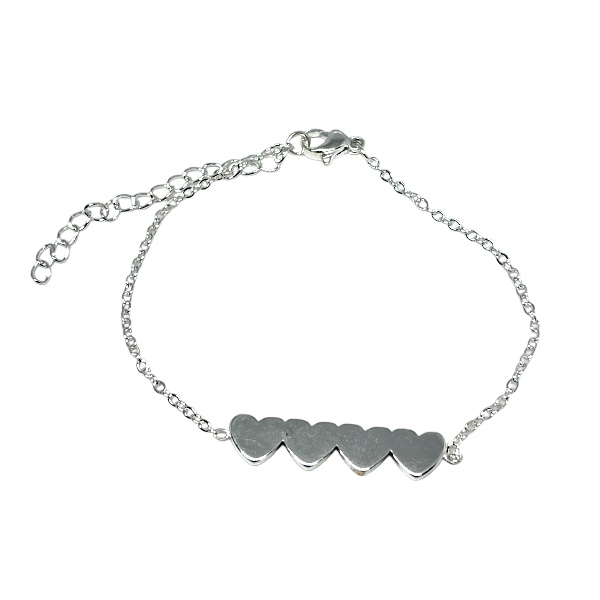 Pulsera Acero Blanco Cuatro Corazones 