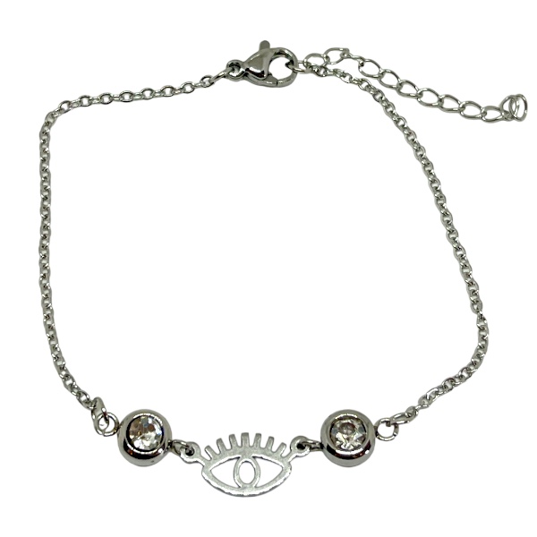 Pulsera Acero Ojo Y Cubics