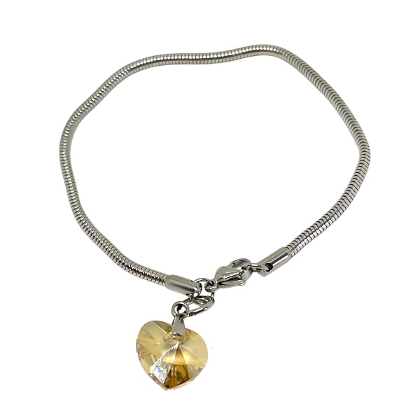 Pulsera Acero Clapton Dije Corazón Cristal 