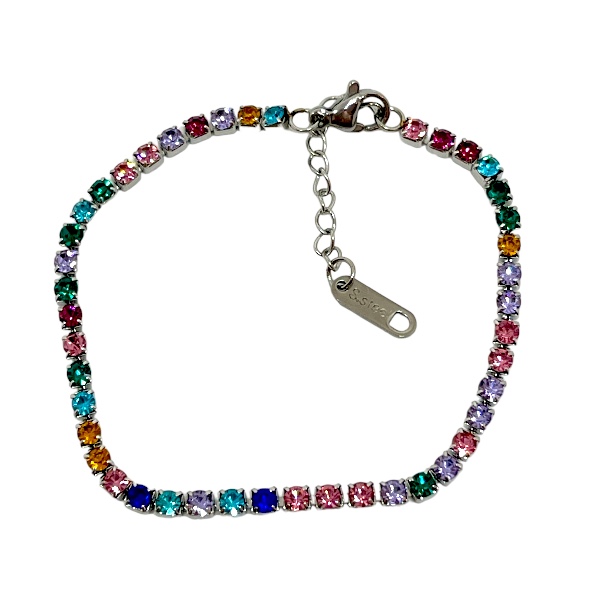 Pulsera Acero Cristales Multicolor 