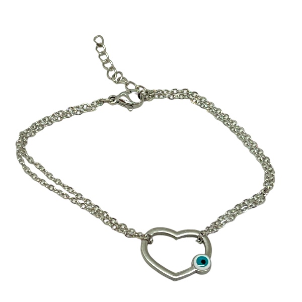 Pulsera Acero Doble-Corazón Ojo