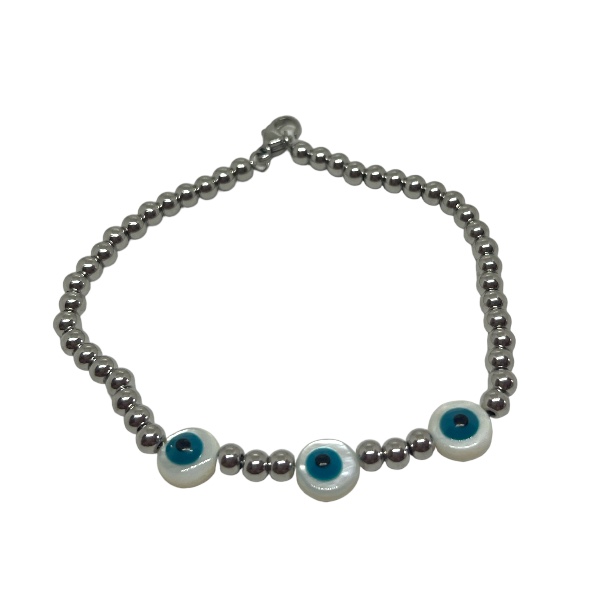 Pulsera Acero Bolitas Ojo