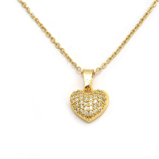 Collar dorado corazon con cubic