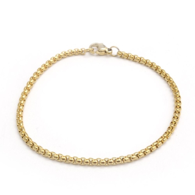 Pulsera Acero Dorado Rolo Cuadrada