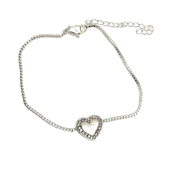 Pulsera Acero Blanco Corazón Strass 