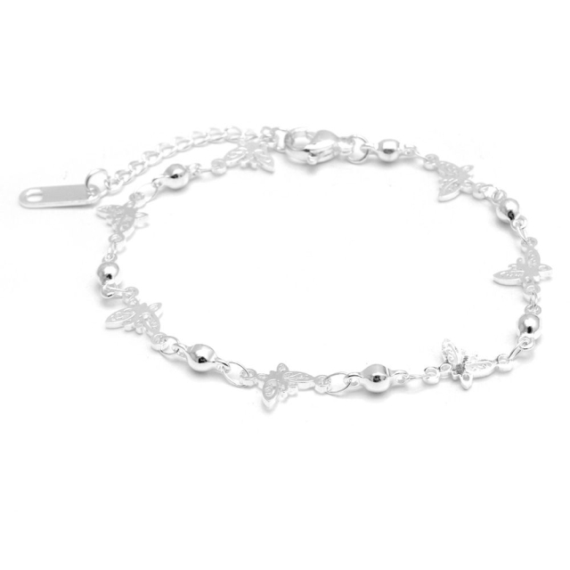 Pulsera mariposa acero blanco con bolitas