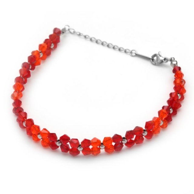 Pulsera flor cristal rojo