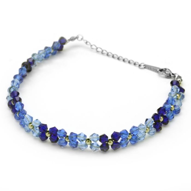 Pulsera flor cristal azul