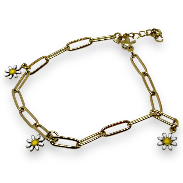 Pulsera Acero Dorado Margaritas 