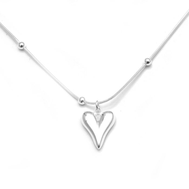 collar acero blanco corazon 