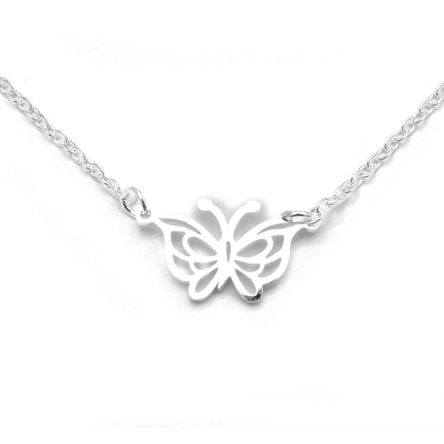 collar acero blanco mariposa