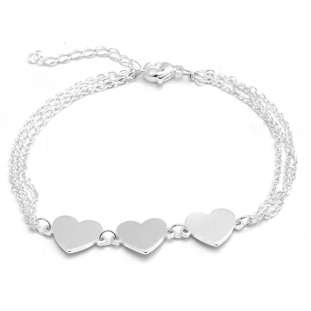 pulsera acero blanco corazones