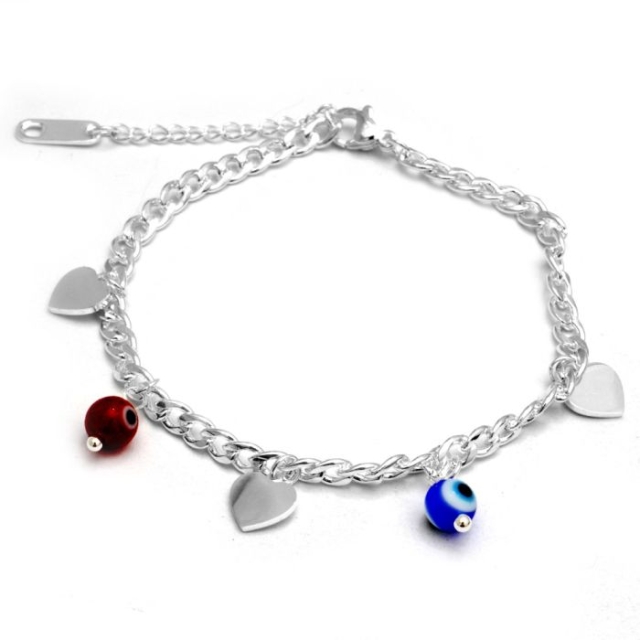 pulsera acero blanco ojos protectores corazon