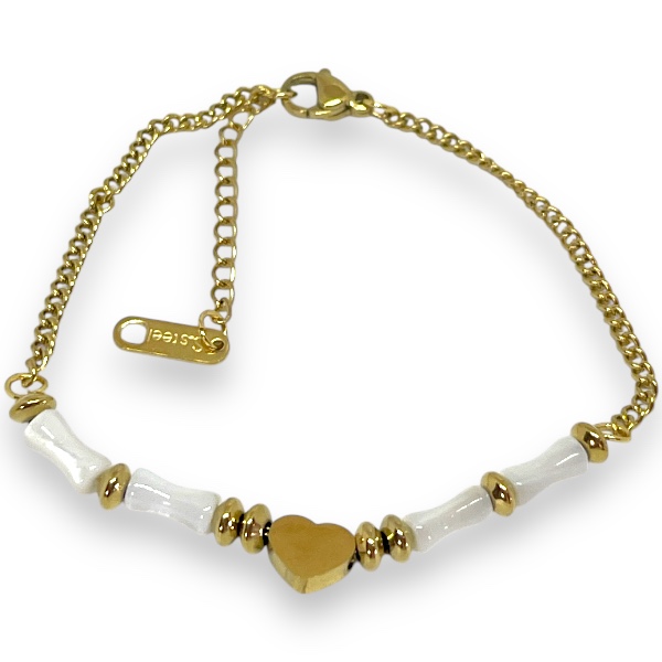 Pulsera Acero Dorado Diseño Corazón 