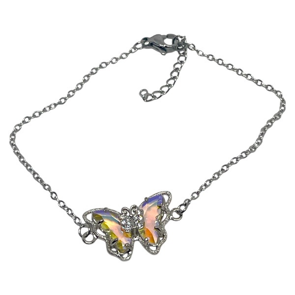 Pulsera Acero Mariposa Cristal