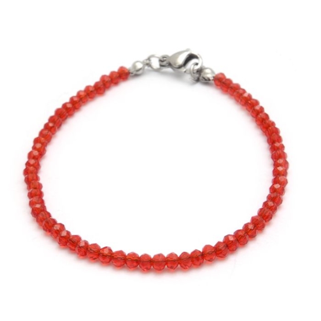 pulsera acero cristal rojo