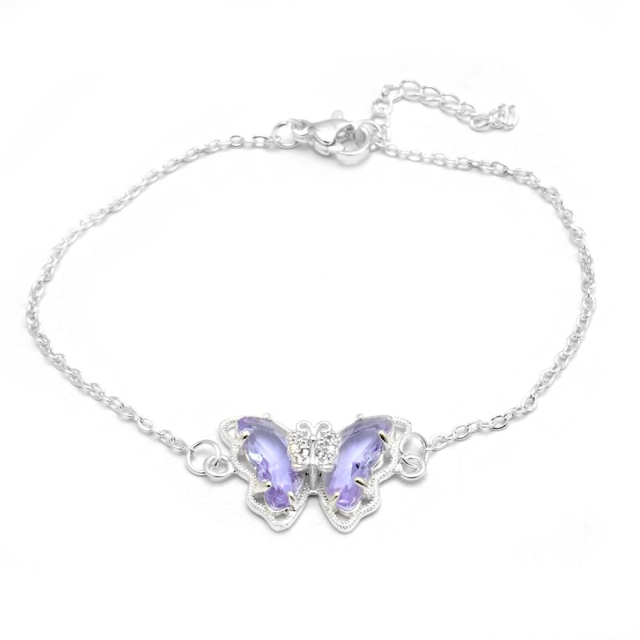 PULSERA ACERO BLANCO CON MARIPOSAS CRISTAl