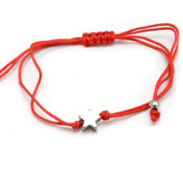 Pulsera Hilo Dije Estrella Acero Blanco