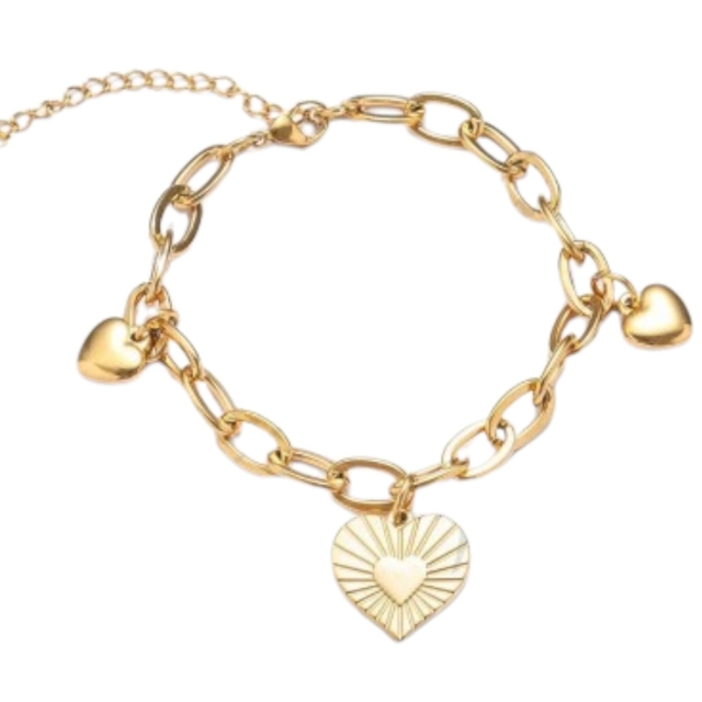 pulsera acero dorado corazon