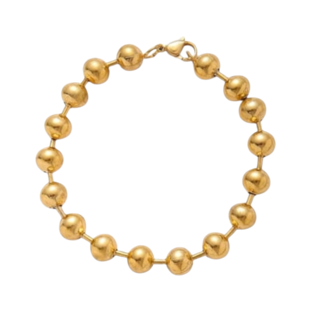 Pulsera acero dorado palito bolita