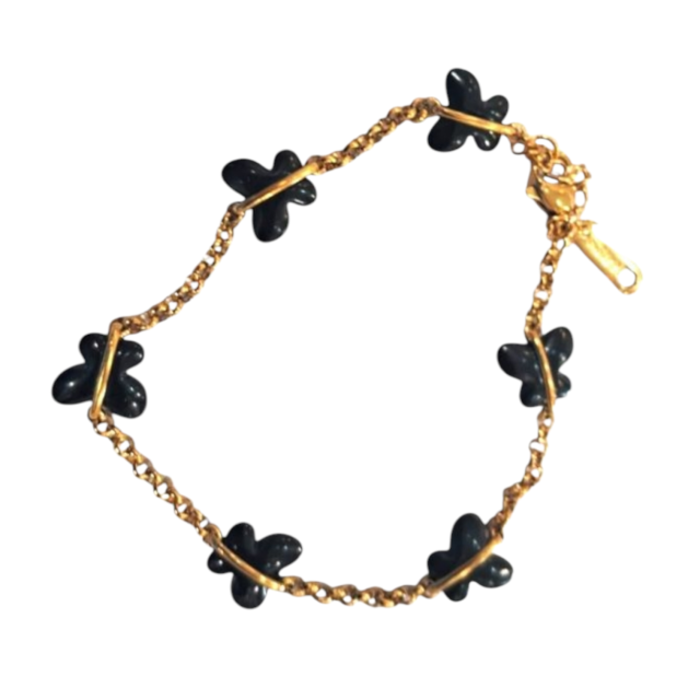 Pulsera acero dorado mariposa negra