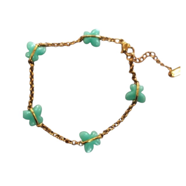 Pulsera acero dorado mariposa verde