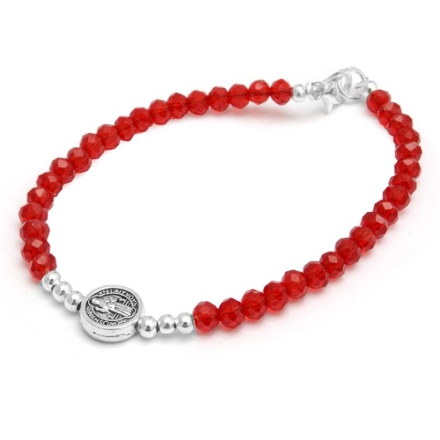 Pulsera cristal rojo dije san benito