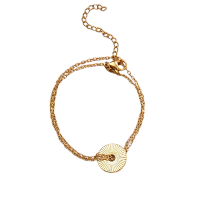 Pulsera acero dorado con dije circulo