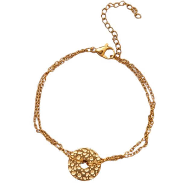 Pulsera acero dorado con dije circulo