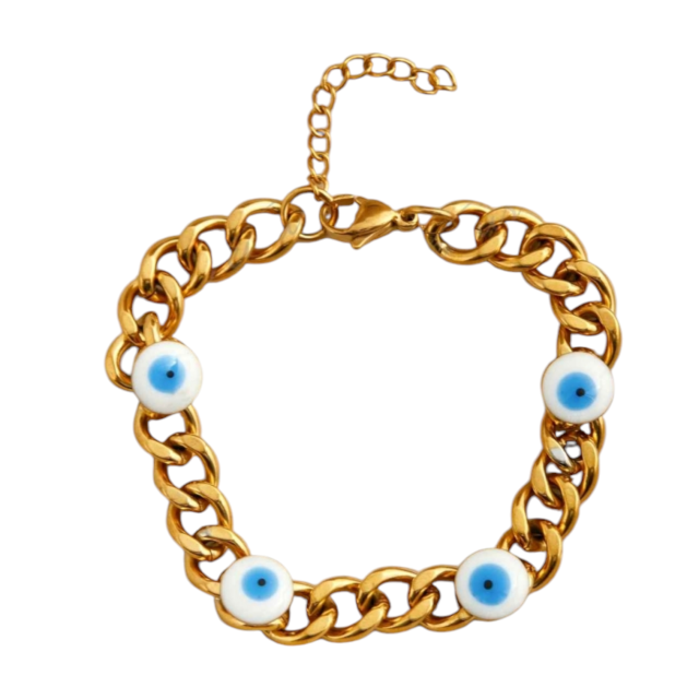 Pulsera acero dorado con ojos