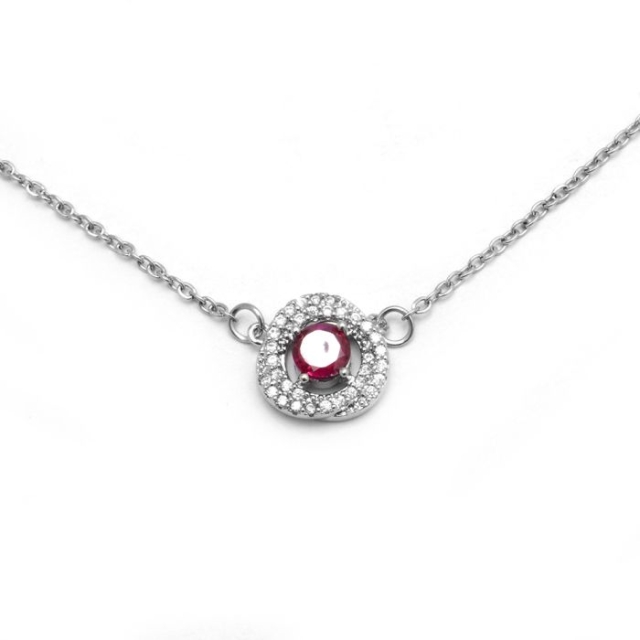 Collar acero cubic rojo