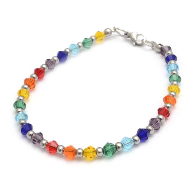 Pulsera acero cristales multicolor