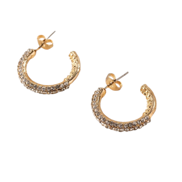 Argolla acero dorado con strass