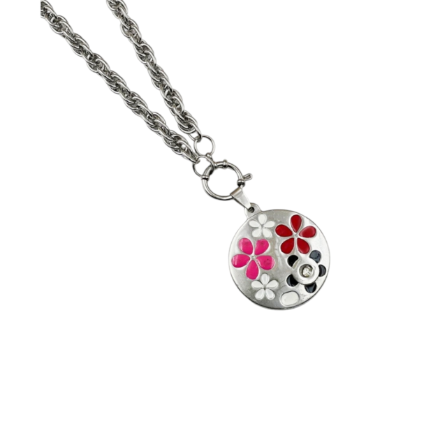 Collar acero con dije flor