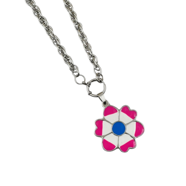 Collar acero con dije flor