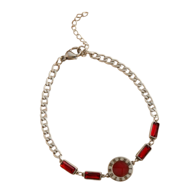 Pulsera acero combinada con color rojo