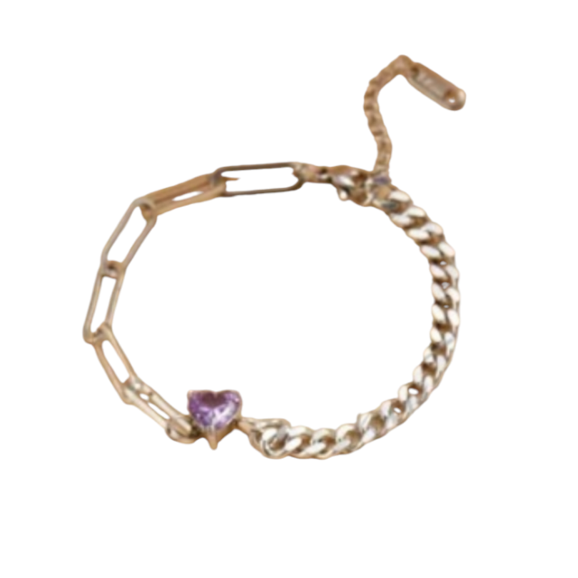 Pulsera acero combinada con cubic violeta