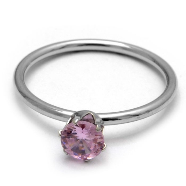 Anillo solitario cubic rosa