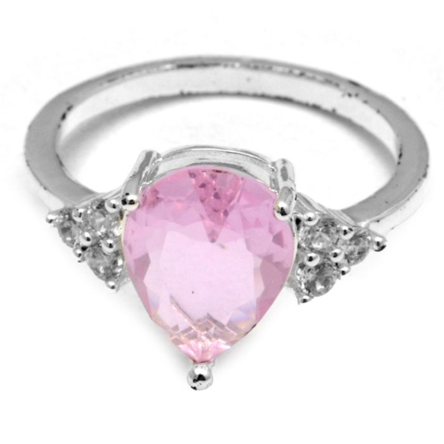 Anillo acero blanco oval cubic rosa