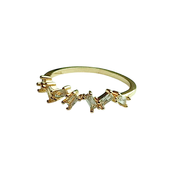 Anillo Acero Dorado Cristales Micropave