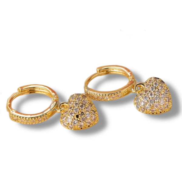ARO DORADO ARGOLLA DIJE CORAZÓN MICROPAVE 
