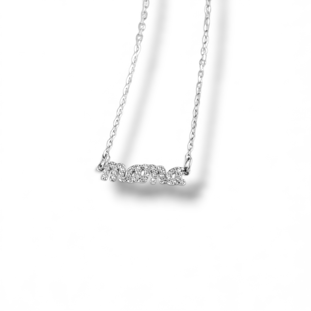 COLLAR ACERO DIJE MAMÁ STRASS