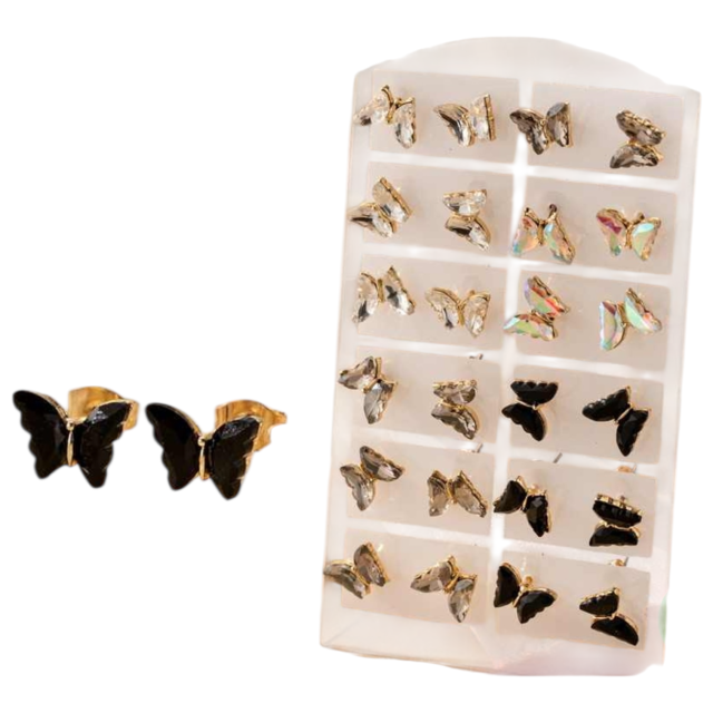 ARO BLÍSTER ACERO DORADO MARIPOSA CRISTAL 