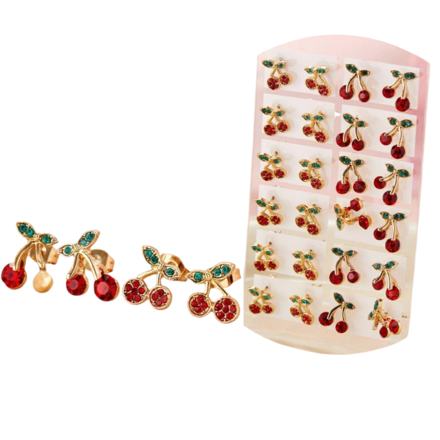 ARO BLÍSTER PASANTE ACERO DORADO CEREZAS STRASS