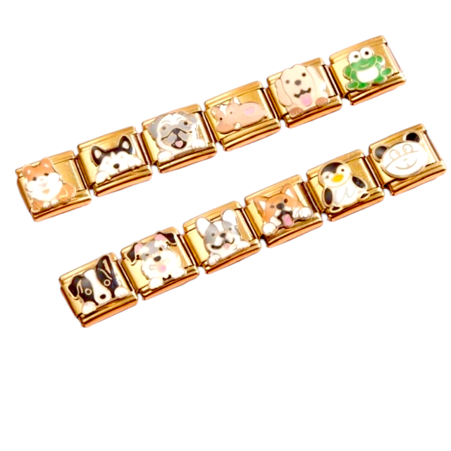DIJES ACERO DORADO PULSERA ITALIANA X 12 UNIDADES ANIMALES