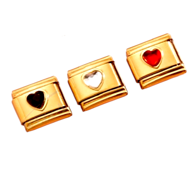DIJES ACERO DORADO PULSERA ITALIANA  X 12 UNIDADES CORAZONES